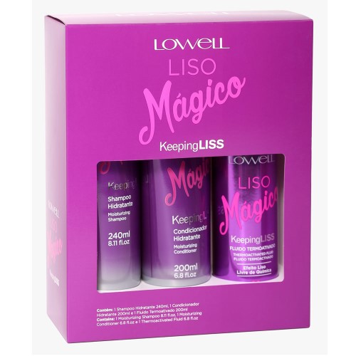 Lowell Liso Mágico Kit - Shampoo + Condicionador + Fluído Termoativado