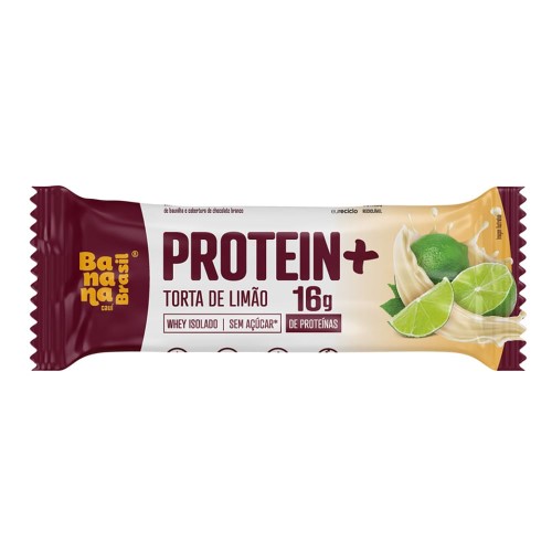 Barra de Proteína Protein+ Banana Brasil com 16g de Proteína Sabor Torta de Limão Zero Açúcar 50g