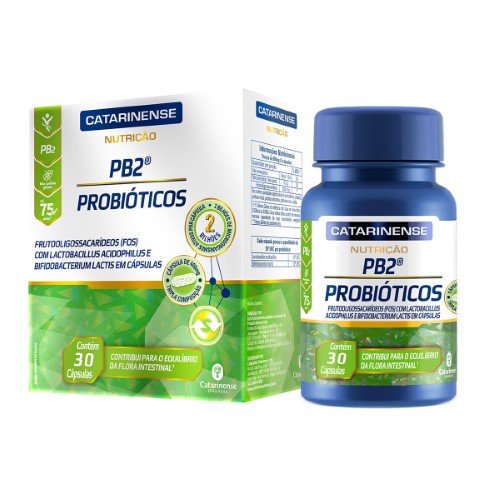 PB2 Probióticos Catarinense Nutrição 30 cápsulas