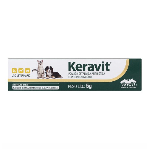 Keravit Pomada Oftálmica Uso Veterinário com 5g