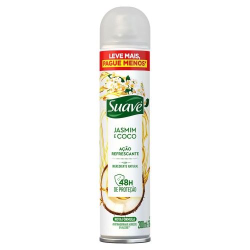 Desodorante Antitranspirante Aerosol Suave Jasmin e Coco 200ml