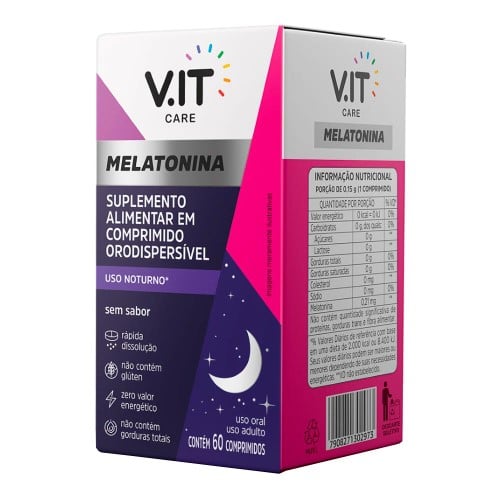 Suplemento Alimentar V.IT Care Melatonina 60 Comprimidos