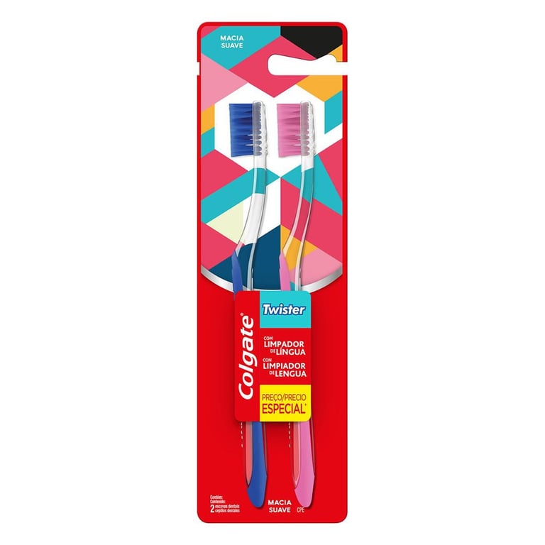 Escova Dental Colgate Twister macia, normal, leve 2 pague 1