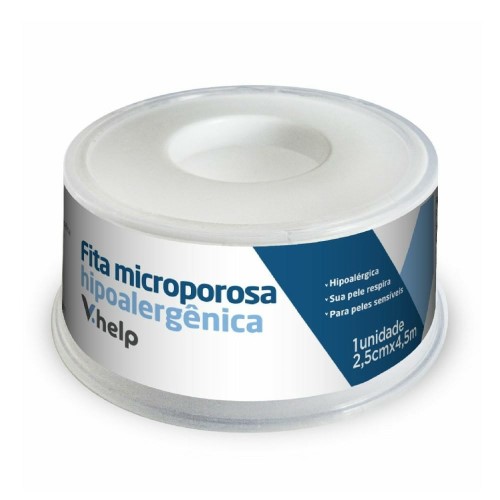 Fita Microporosa V.Help Hipoalérgica Branca 2,5cmx4,5m 1 Unidade