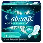 Absorvente Always Ultrafino Noite Seca Com Abas 8 Unidades