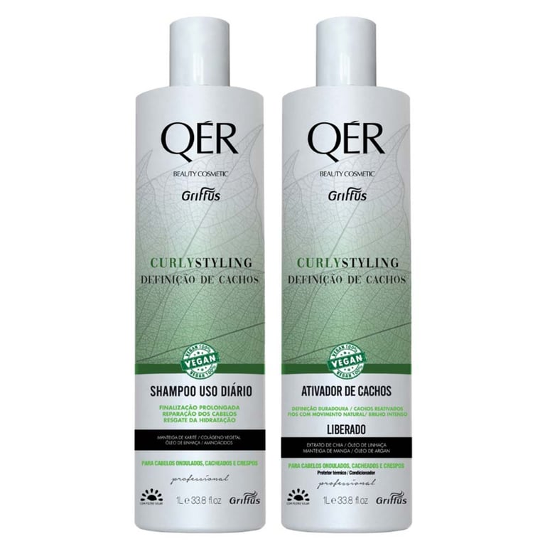 Griffus QÉR Beauty Cosmetics Curly Styling Kit Shampoo + Ativador de Cachos