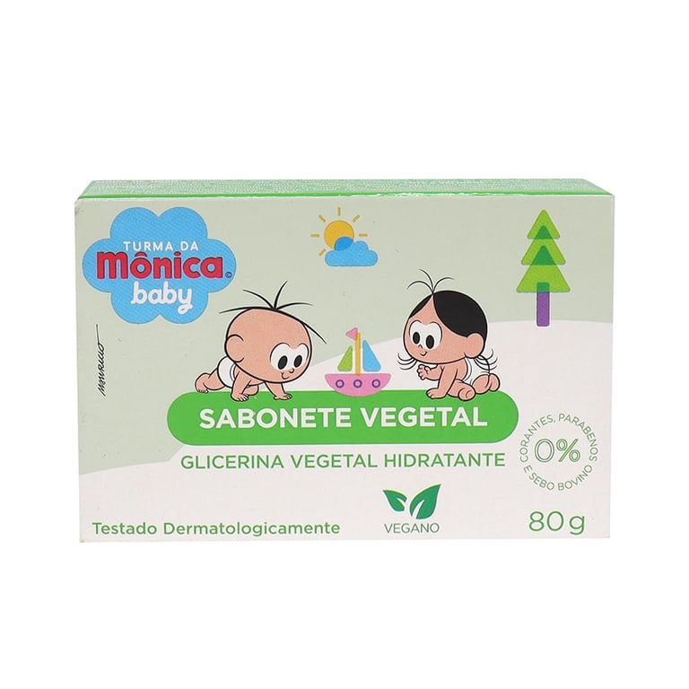 Sabonete Vegetal Turma da Mônica Baby Glicerina Vegetal Hidratante com 80g