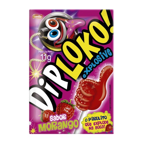 Pirulito Dip Loko Explosive Sabor Morango 11g