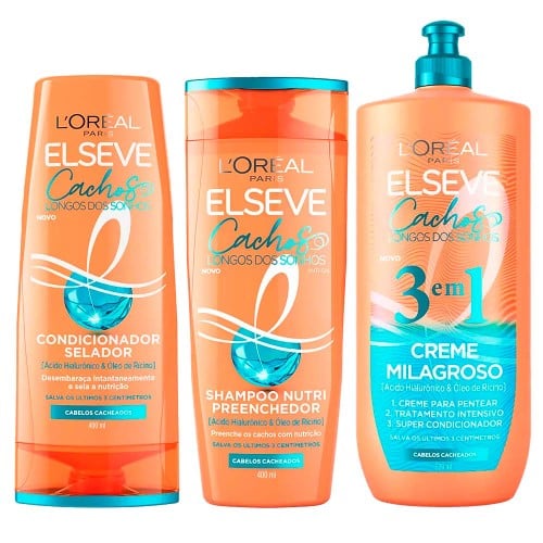 Elseve Cachos Longos dos Sonhos Kit - Shampoo + Condicionador + Creme 3 em 1