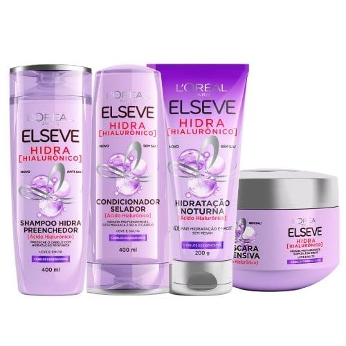 Elséve Hidra Hialurônico Kit - Shampoo + Condicionador + Máscara + Creme Noturno