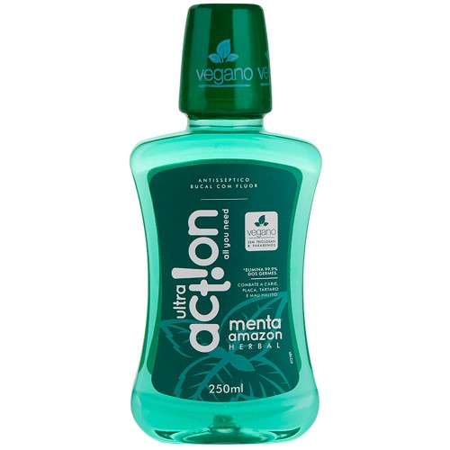 Antisséptico Bucal Com Flúor Ultra Action Menta Amazon Herbal