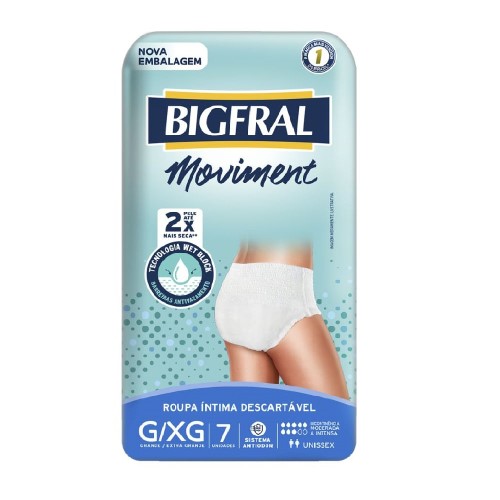 Roupa Íntima Bigfral Moviment G/XG 7 Unidades