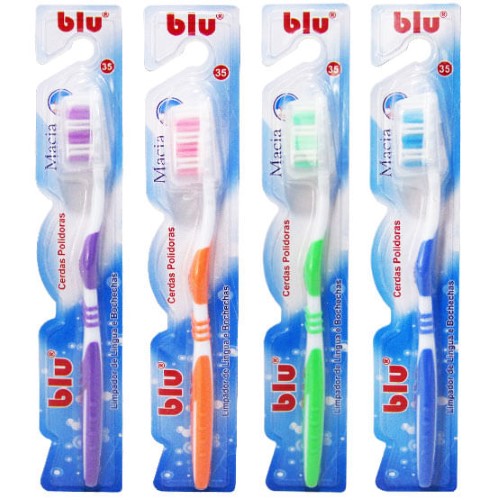 Escova Dental Blu Macia com Protetor de Cerda 1 Unidade Cores Sortidas