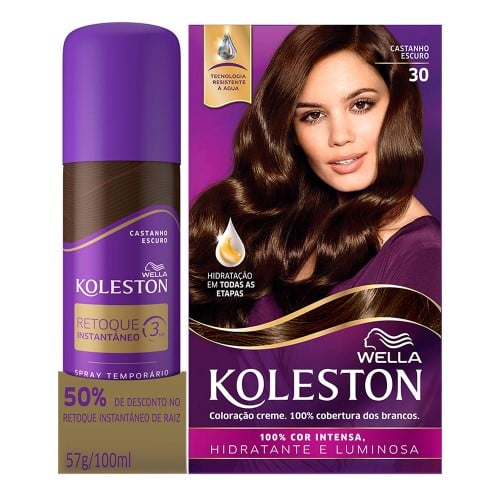 Koleston Retoque Instantâneo Castanho Escuro Spray 100ml e Ganhe Coloração Castanho Escuro