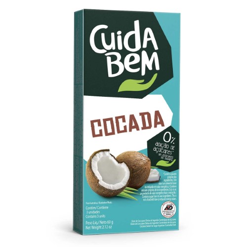 Cocada Zero Açúcar Cuida Bem com 3 unidades