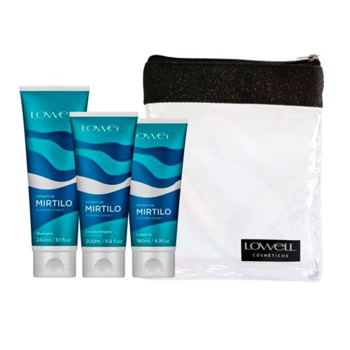 Lowell Mirtilo Kit – Shampoo + Condicionador + Leave in + Nécessaire