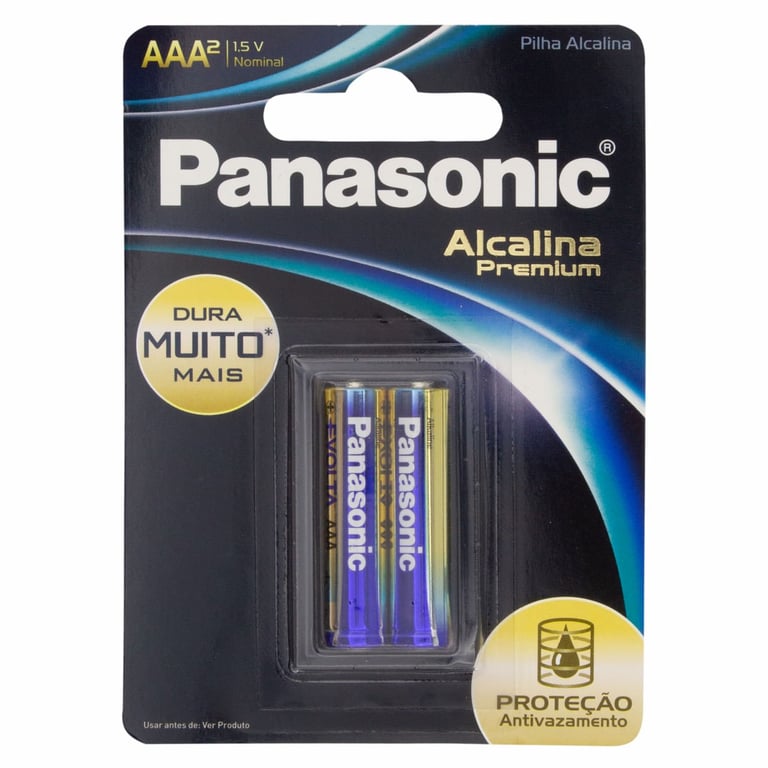 Pilha Panasonic AAA Palito Alcalina Premium 1,5V 2 Unidades