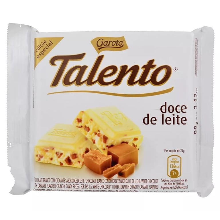 Chocolate Talento Branco Doce De Leite 90g