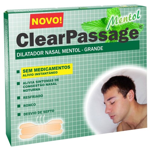 Dilatador Nasal ClearPassage Mentol Tamanho Grande com 9 Unidades