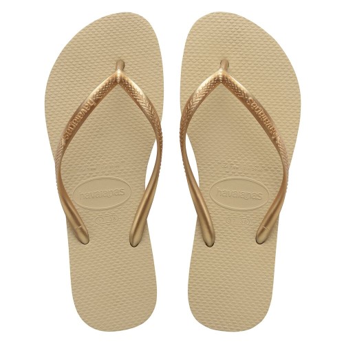 Sandália Havaiana Slim Areia Dourada Claro tamanho 33/34