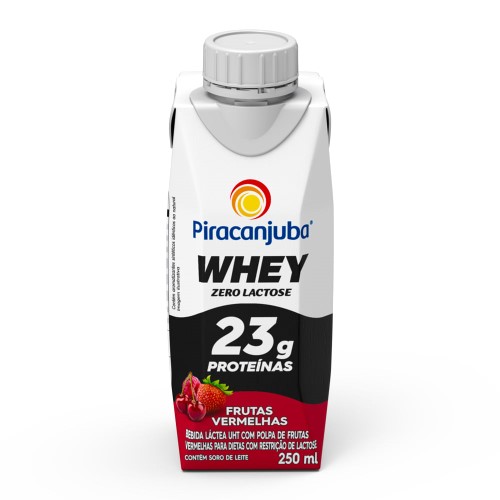 Bebida láctea Whey Piracanjuba Zero Lactose Sabor Frutas Vermelhas 250ml