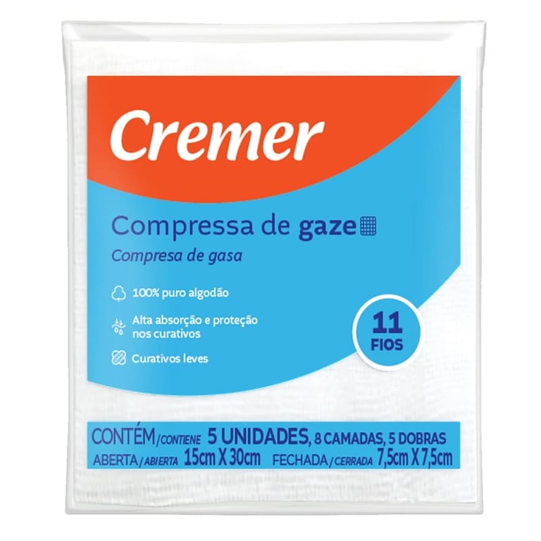 Compressa de Atadura Gaze Estéril Cremer com 5 unidades 