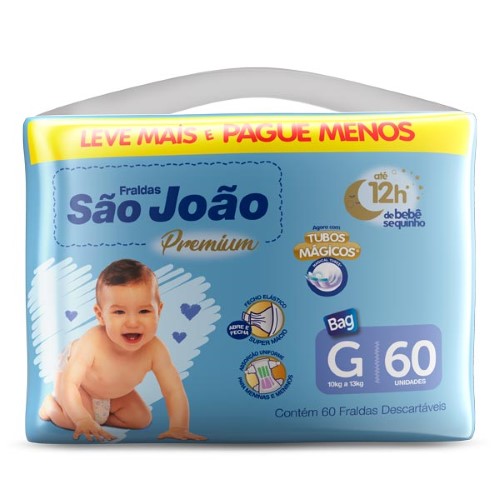 Fralda São João Premium Bag G C/ 60Un