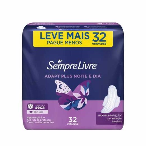 Absorvente Externo Sempre Livre Adapt Plus Cobertura Seca 32 unidades