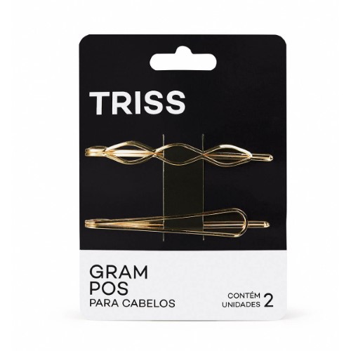 Conjunto de Grampo para Cabelo Triss/Needs Formato Geométrico Dourado com 2 unidades