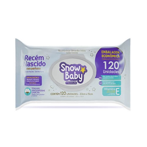 Lenços Umedecidos Snow Baby Premium C/ 120 Unciades