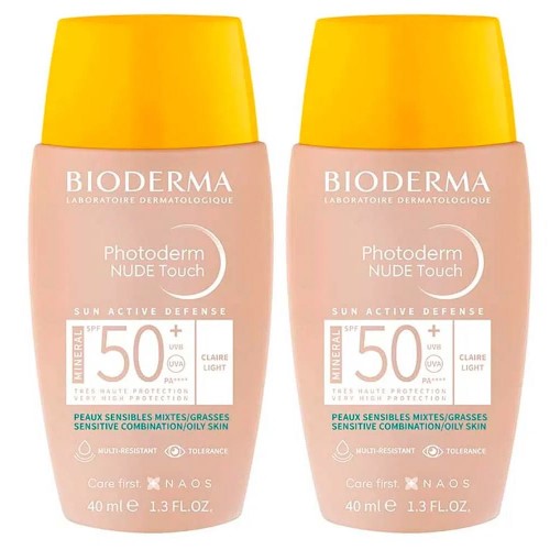 Bioderma Photoderm Nude Touch Kit com 2 Unidades – Protetor Solar com Cor FPS50+ - Claro 40ml