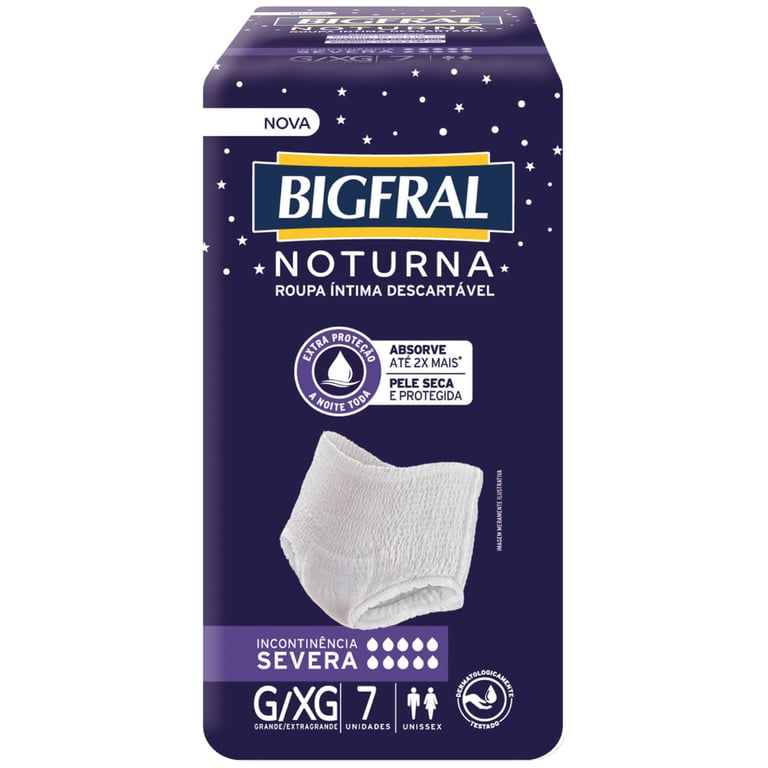 Roupa Íntima Descartável Bigfral Noturna Unissex G/XG 7 Unidades