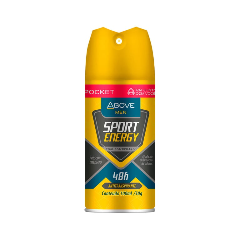 Desodorante Aerosol Antitranspirante Above Men Sport Energy Pocket 48h com 100ml