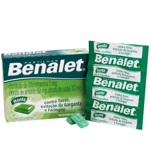 Pastilhas Para Garganta Benalet Sabor Menta 12 Pastilhas