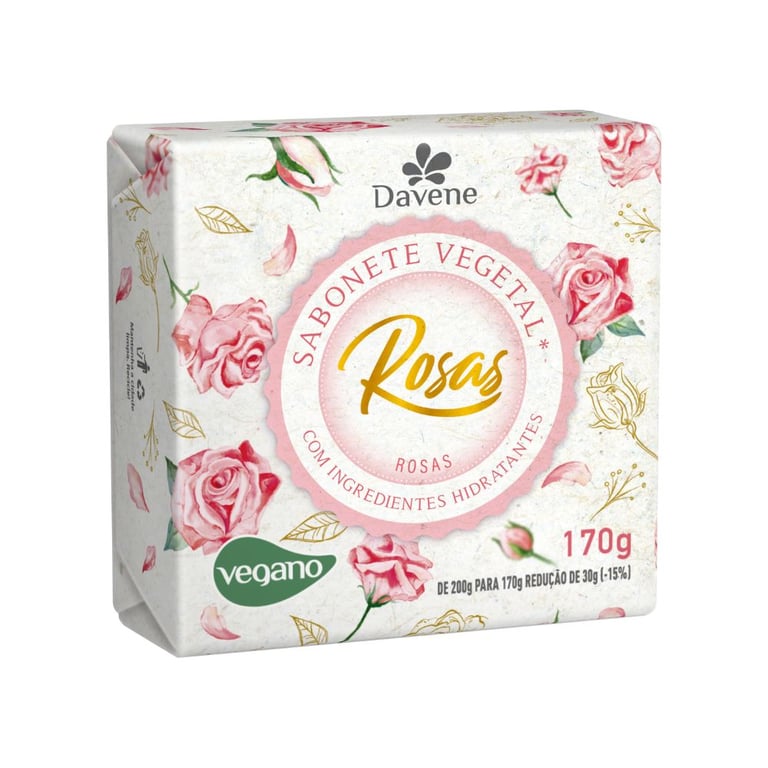 Sabonete Em Barra Vegetal Davene Rosas 170g