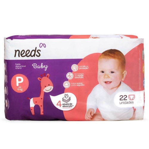 Fralda Needs Baby P - 22 Unidades