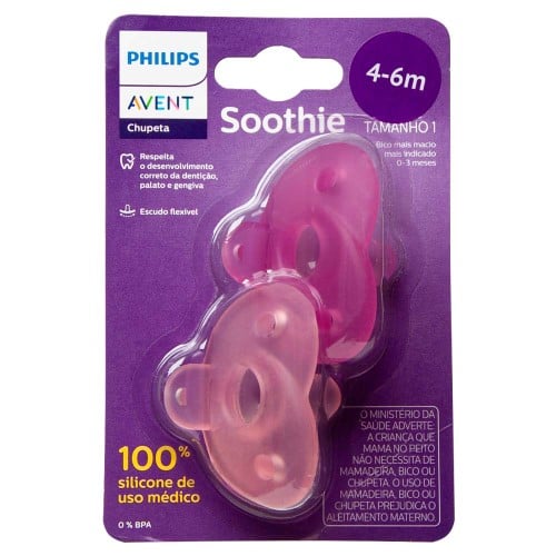 Chupeta Avent Soothie Rosa Scf099/12 4-6 Meses 2 Unidade