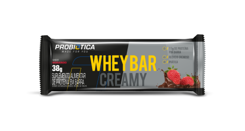 Barra de Proteína Whey Bar Creamy Probiótica Morango 38g