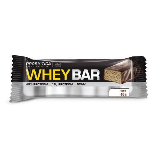 Barra De Proteína Whey Bar High Protein Probiótica Coco Com 40g