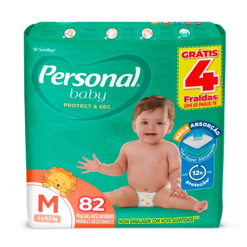 Fralda Personal Baby Protect & Sec Tamanho M Leve 82 Pague 78 Fraldas Descartáveis