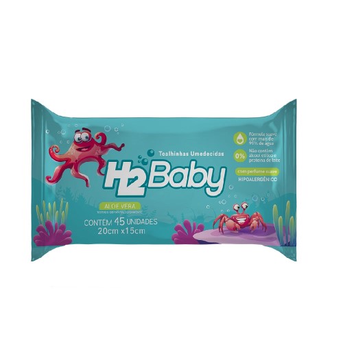 Toalha Umedecida H2 Baby com Perfume 45 Unidades