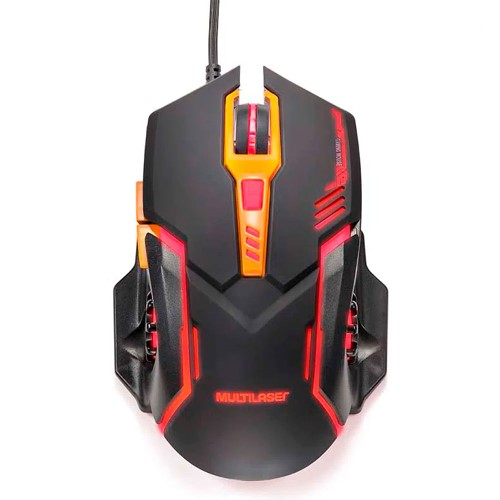 Mouse Gamer Multilaser 2400 Dpi MO270 Preto e Laranja