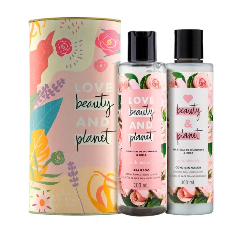 Shampoo Love Beauty & Planet Manteiga de Murumuru & Rosa 300ml + Condicionador Love Beauty & Planet Manteiga de Murumuru & Rosa 300ml + Lata