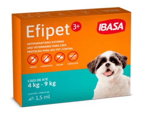 Efipet 3+ - cães de 4kg a 9kg - pipeta 1,5ml