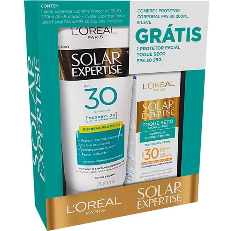 Protetor Solar L`oréal Solar Expertise Supreme Protect FPS 30 Loção 200ml + Grátis Solar Expertise Facial Antirrugas 25g