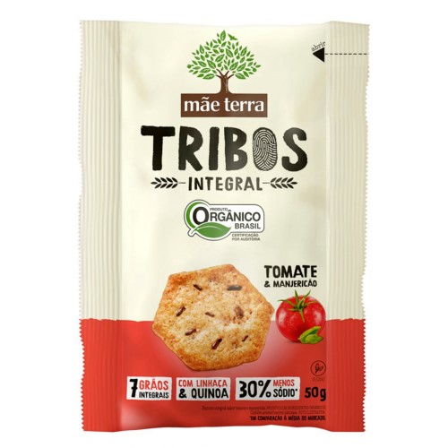 Biscoito Salgado Orgânico Mãe Terra Tribos Tomate e Manjericão 50g