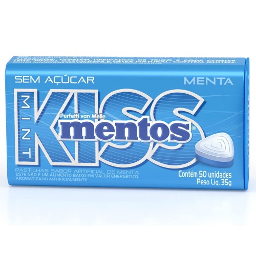 Bala Mentos Kiss mint 50 unidades