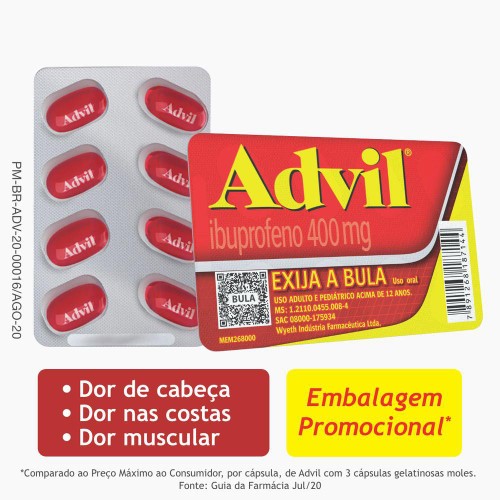 Advil 400mg 8 capsulas