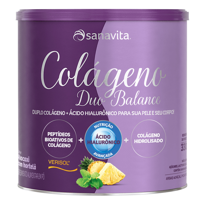 Colágeno Verisol Sabor Abacaxi Com Hortelã Sanavita + Ácido Hialurônico 330g