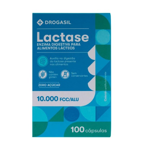 Lactase Enzima Digestiva Drogasil 10.000 FCC 100 Cápsulas